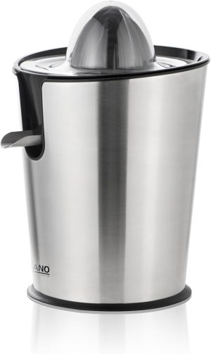 Jano 80W Electric juicer made of stainless steel with two egg-shaped cones for citrus fruits and vegetables. It is pressure-powered, silver JN06006 2 Years warranty