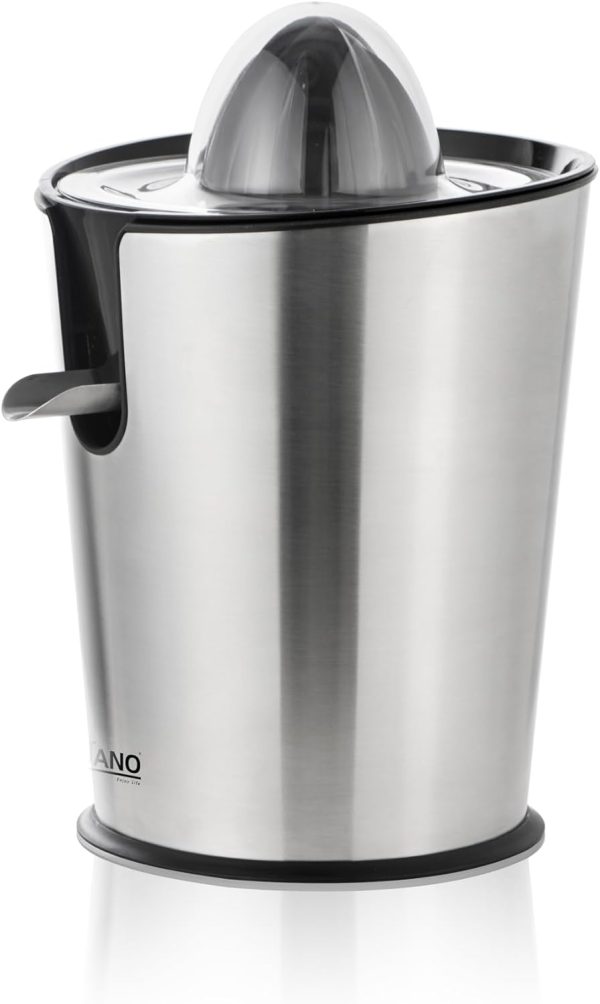 Jano 80W Electric juicer made of stainless steel with two egg-shaped cones for citrus fruits and vegetables. It is pressure-powered, silver JN06006 2 Years warranty