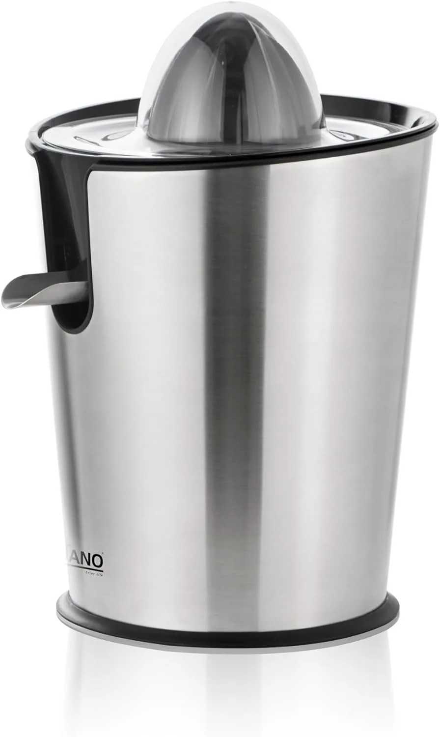 Jano 80W Electric juicer made of stainless steel with two egg-shaped cones for citrus fruits and vegetables. It is pressure-powered, silver JN06006 2 Years warranty