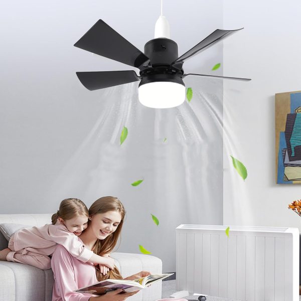 ⁦Dpofirs 15.7In Socket Fan Light, Dimmable 3 Color Temp 3 Wind Speed Light Bulb Fan with Remote, 1H 2H 4H Timer Screw in Ceiling Fan in Light Socket for Bedroom Kitchen 85‑265V (Black)⁩ - الصورة ⁦8⁩