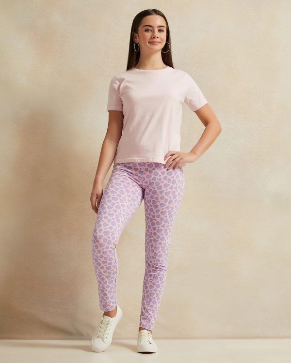 ⁦REDTAG Senior Girls Lilac Printed Leggings⁩ - الصورة ⁦2⁩