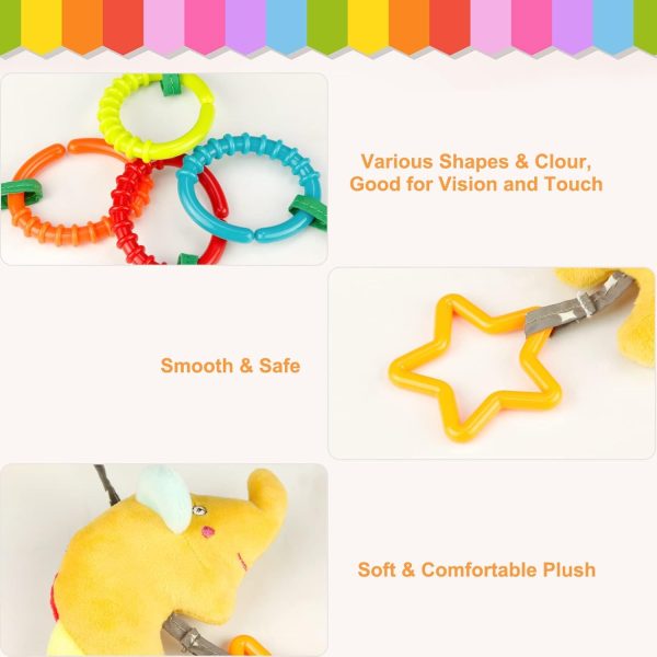 ⁦MAKINGTEC Baby Soft Hanging Rattle,Car Seat Hanging Bell Adorable Animal Infant Play Music Crib Toy Carseat Rattles Educational Toysfor Babies Boys and Girls 3 6 9 to 12 Months(4 Pack)⁩ - الصورة ⁦5⁩