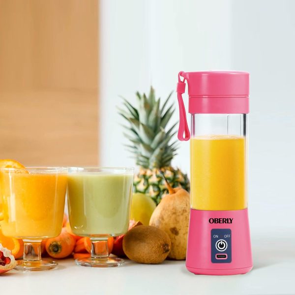 ⁦OBERLY Portable Blender, Smoothie Juicer Cup - Six Blades in 3D, 13oz Fruit Mixing Machine with 2000mAh USB Rechargeable Batteries, Ice Tray, Detachable Cup⁩ - الصورة ⁦7⁩