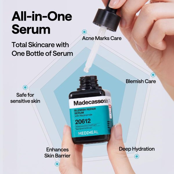 ⁦Mediheal Madecassoside Repair Serum, 1.35 Fl.Oz (40 Ml) | Blemish Care, Fades Pigmentation And Freckles & Skin Soothing & Hydration | With Centella Asiatica, Niacinamide⁩ - الصورة ⁦5⁩