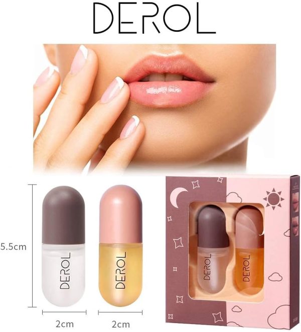 ⁦Vafee DEROL Lip Plumper , Natural Lip Plumper and Lip Care Serum, Lip Enhancer for Fuller, Lip Mask, Beautiful Fuller, Hydrating & Reduce Fine Lines 5.5ML (Day& Night)⁩ - الصورة ⁦2⁩