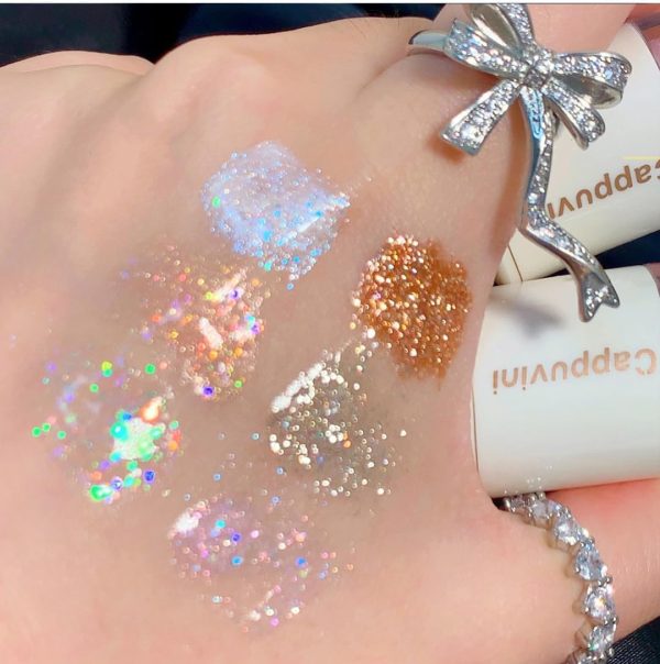 ⁦Excefore Liquid Glitter Eyeshadow, 2PCS Bling Eye Shadow Sparkle Shimmer Eyeliner Sticks Long Lasting, Quick-Drying, Easy to Apply, Loose Glitter Glue for Eye Crystals Makeup⁩ - الصورة ⁦6⁩