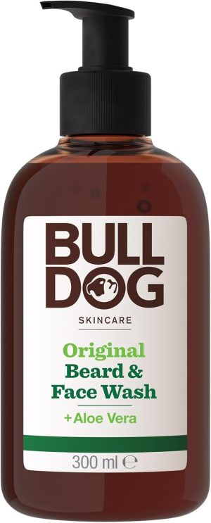 BULLDOG SKINCARE 2-in-1 Original Beard & Face Wash For Men 300 ml, Aloe Vera Enriched, For All Beard Types, Removes Dirt & Oil