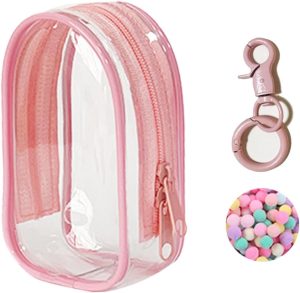 Clear Mini Figure Display Bag with Keychain - Portable Transparent Doll Carrying Pouch for Action Figures, Collectibles, Durable Travel Organizer with Key Ring Charm