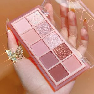 10 Colors Eyeshadow Palette,Matte&Glitter&Shimmer Eyeshadow Makeup,Pink Eye Black Pink Eyeshadow Shades, Naturing-Looking,High Pigment Waterproof Eye Shadow Palette Makeup
