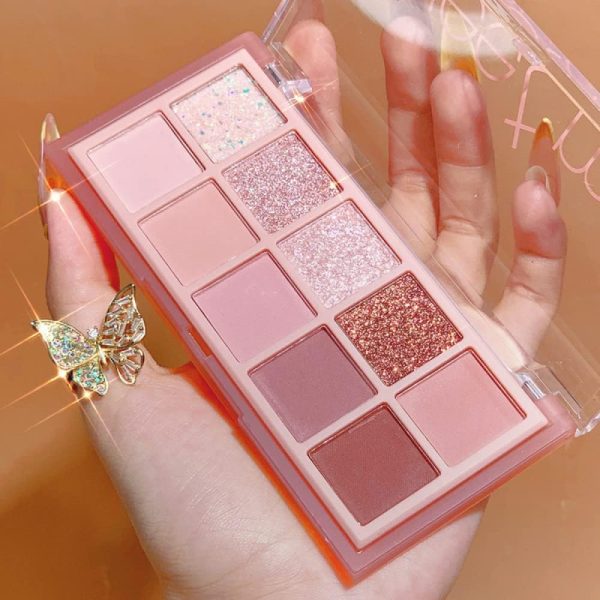 10 Colors Eyeshadow Palette,Matte&Glitter&Shimmer Eyeshadow Makeup,Pink Eye Black Pink Eyeshadow Shades, Naturing-Looking,High Pigment Waterproof Eye Shadow Palette Makeup
