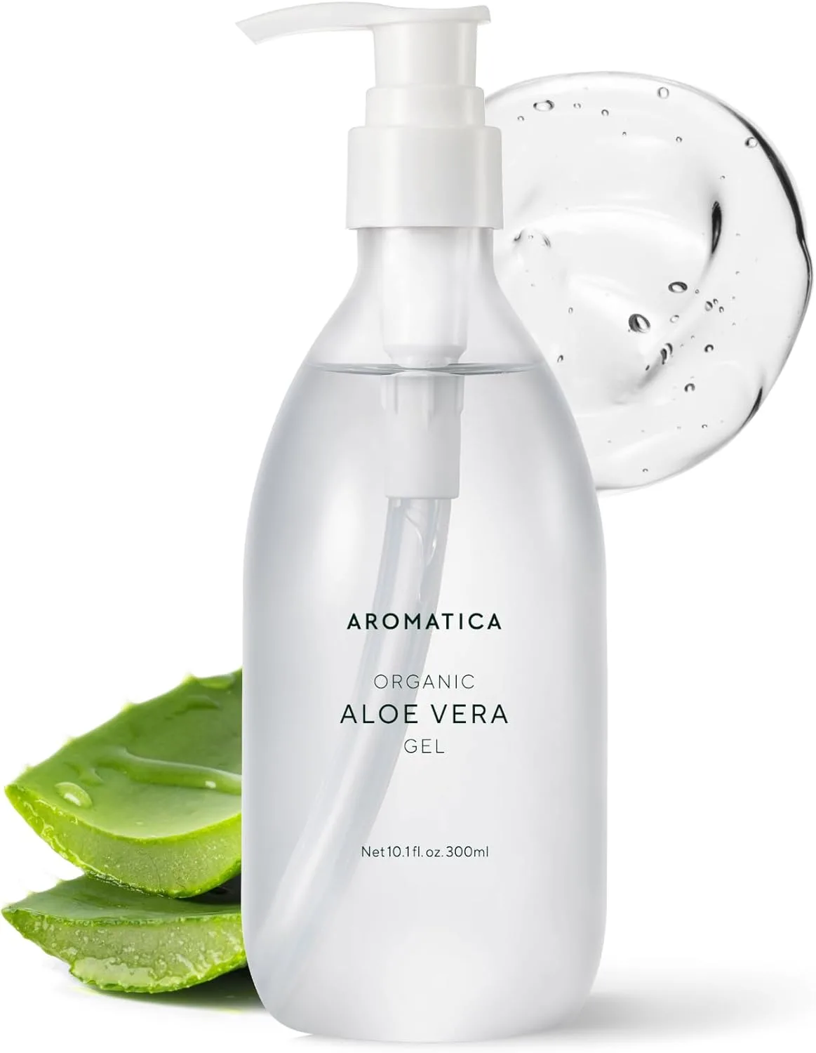 AROMATICA Organic Aloe Vera Gel 10.14oz / 300ml, Soothing, Cooling, Moisturizing, Vegan, EWG VERIFIED
