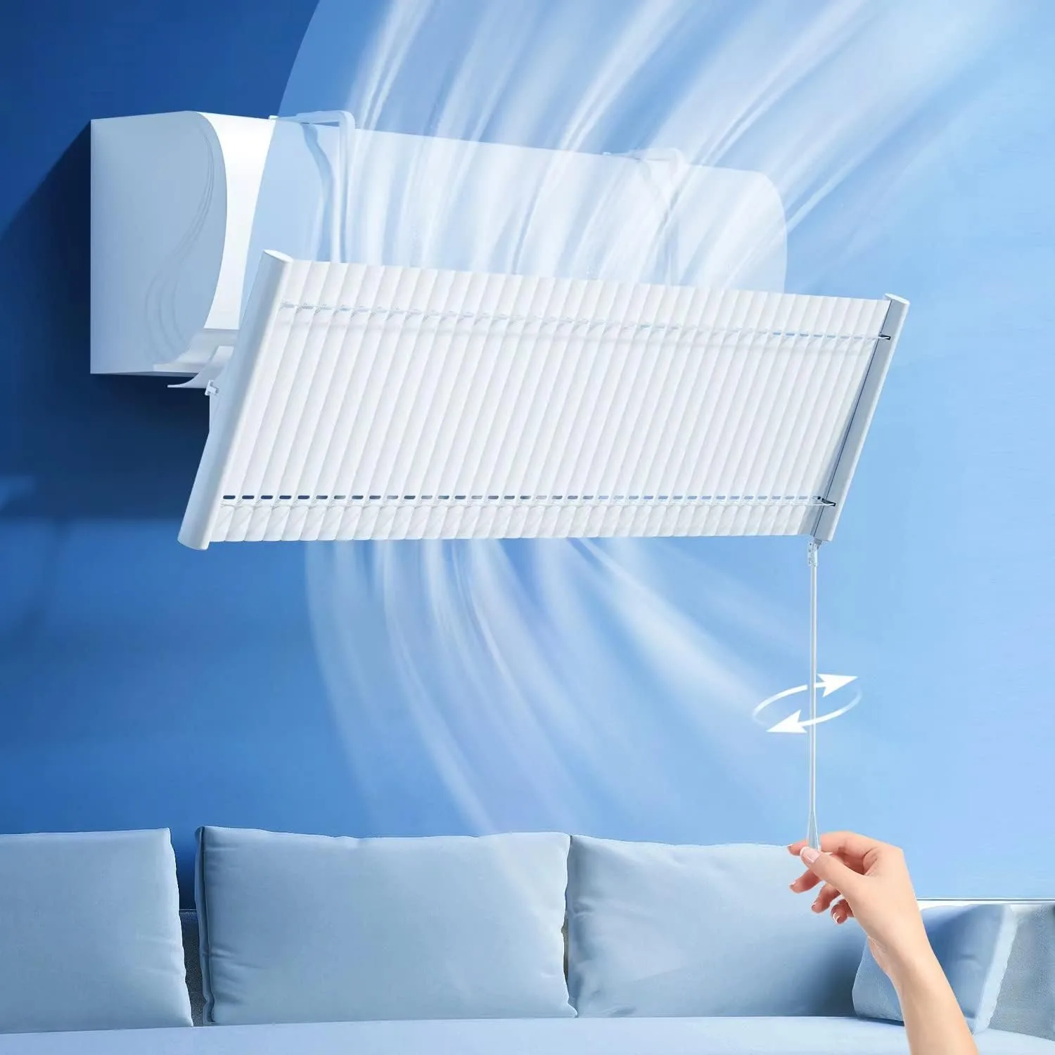Excefore Adjustable AC Air Deflector for Split Air Conditioners, Foldable and Telescopic Air Outlet Baffle, Enhances Cooling and Heating Circulation, Adjustable Wind Direction