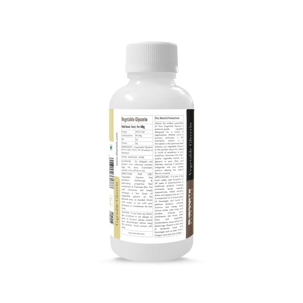 ⁦Sharrets Vegetable Glycerine Edible Food Grade USP, 200g - Glycerine/Glycerin for Skin Fondant Body Cake Icing Face Lips DIY Soap Making, Halal Certified, Non GMO Gluten Free - USP/FCC/IPEC⁩ - الصورة ⁦2⁩