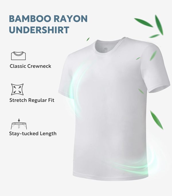 ⁦DAVID ARCHY Men's 3 Pack Soft Comfy Bamboo Rayon Undershirts Breathable Tees Short Sleeve T-Shirts⁩ - الصورة ⁦4⁩