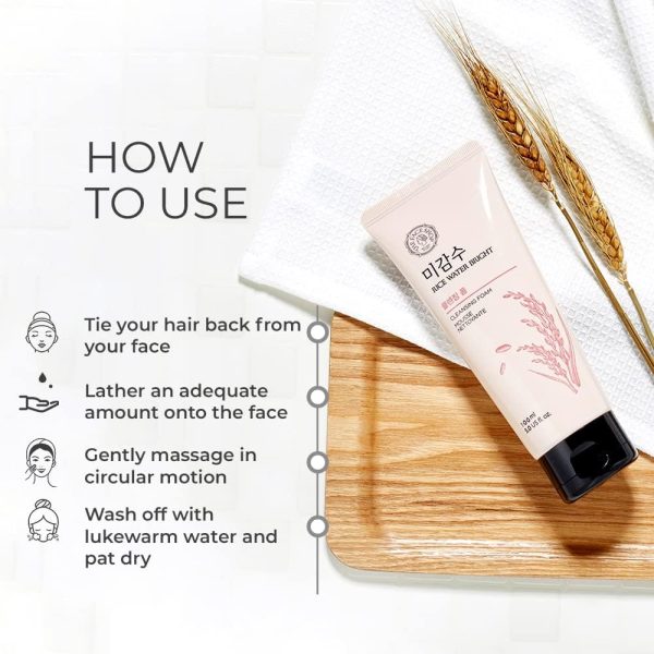 ⁦The Face Shop Rice Water Bright Double Cleanser Set – Light Cleansing Oil (150ml) & Foaming Face Wash (150ml) | Korean Skincare with Rice Extract | Removes Makeup, Deep Cleanses, Brightens & Hydrates⁩ - الصورة ⁦4⁩