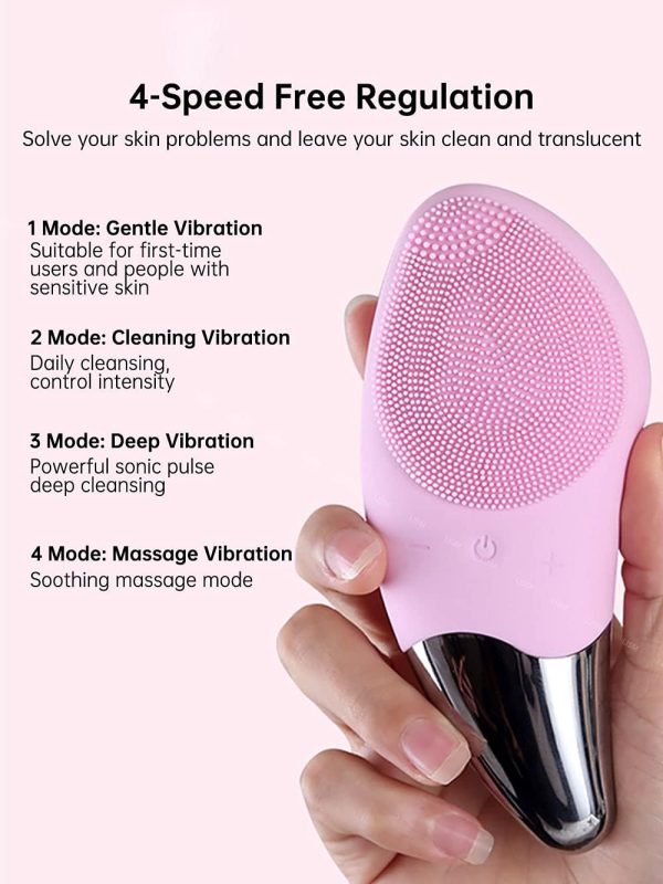 ⁦Arabest Mini Electric Face Cleansing Brush, Silicone Sonic Electric Facial Cleanser, Deep Washing Face Massager, Facial Cleansing Brush⁩ - الصورة ⁦4⁩