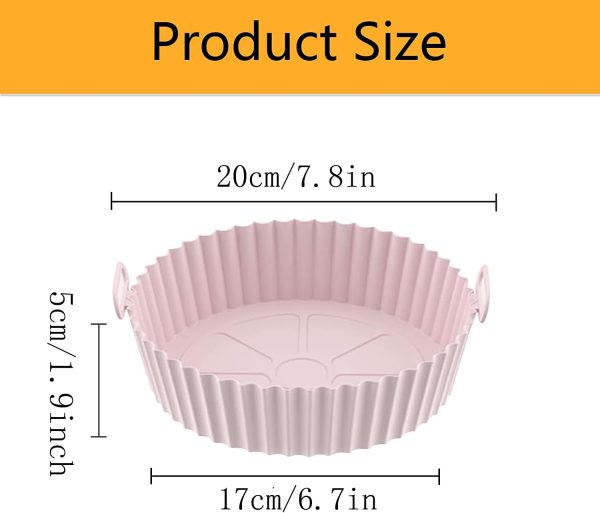 ⁦FCfit Air Fryer Silicone Liner Set - 4 Pack Reusable Pots for Easy Cleaning - Oven and Microwave Accessories (Pink, Gray, Red, Blue)⁩ - الصورة ⁦2⁩