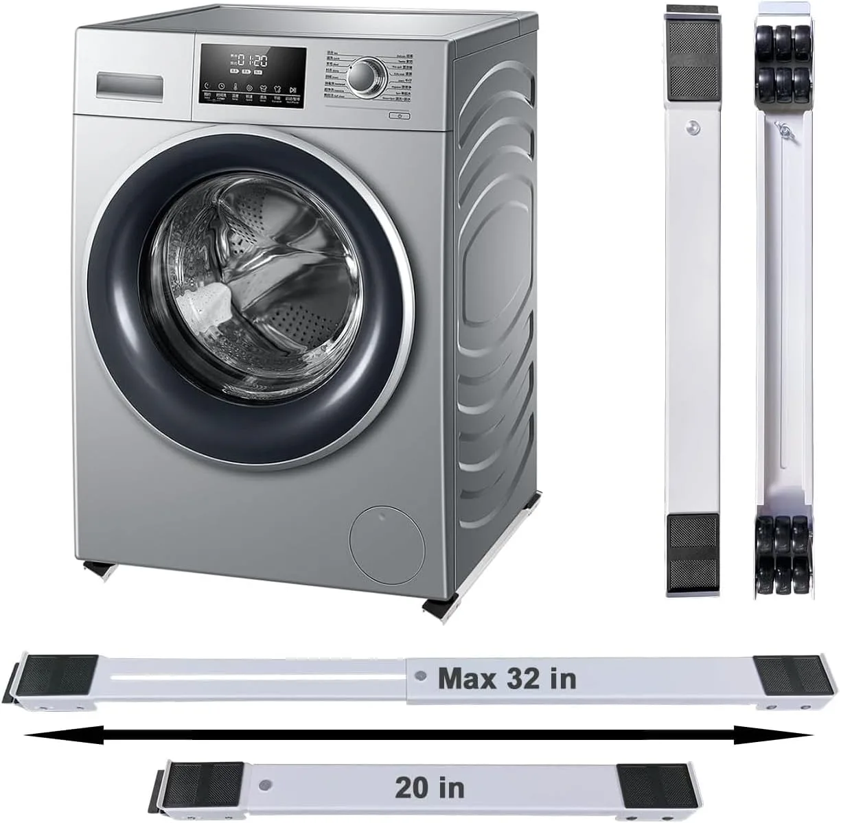 Appliance Rollers Heavy Duty, Extendable Appliance Rollers Mobile Washing Machine Base Easily Move Washing Machines, Dryers, Refrigerators, Furniture, Stand Hold Up to 300kgs
