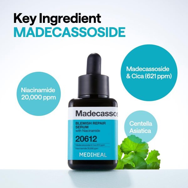⁦Mediheal Madecassoside Repair Serum, 1.35 Fl.Oz (40 Ml) | Blemish Care, Fades Pigmentation And Freckles & Skin Soothing & Hydration | With Centella Asiatica, Niacinamide⁩ - الصورة ⁦6⁩