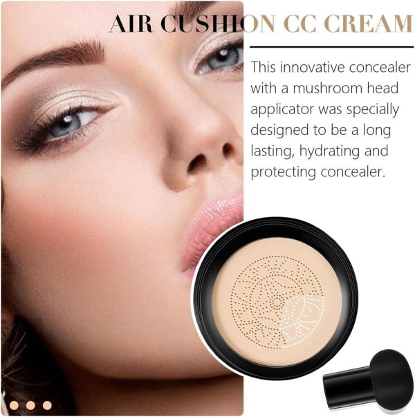 ⁦Azonee Air Cushion CC Cream, New Mushroom Head Air Cushion Long-Lasting Matte Waterproof Moisturizing Concealer Beauty (Natural color)⁩ - الصورة ⁦5⁩