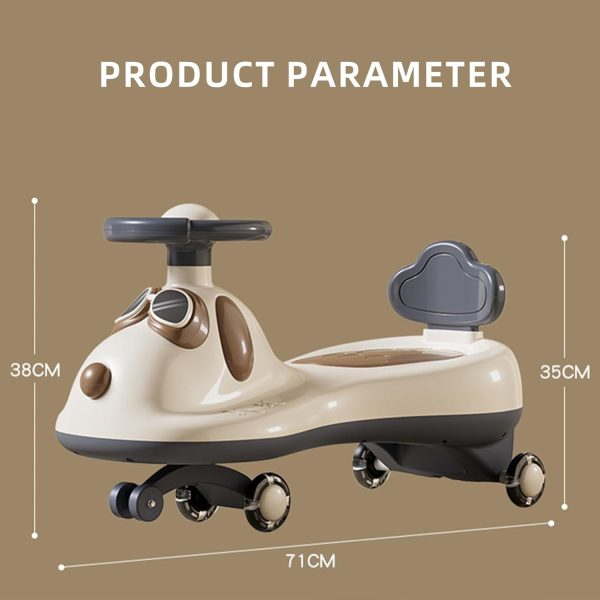 ⁦VINNYSEN Ride Car for Kids, Wiggle Car with PU LED Wheel, Light and Music, Swing Car for Kids, Infant Ride on Car with Storage Box for Kids 2 to 8 Years Kids⁩ - الصورة ⁦7⁩