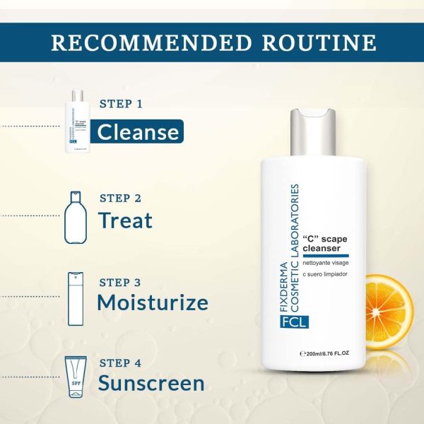 ⁦FCL 2% Vitamin C Face Wash, C Scape Cleanser for Gentle Exfoliation and Brightening | Cleanser Face Wash For Unevenly Pigmented Skin | Dark Spot Cleanser for Face - 200ml/6.76 Fl Oz⁩ - الصورة ⁦7⁩