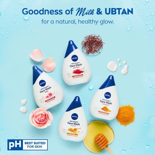 ⁦NIVEA Milk Delight Face wash For Oily, Normal, Sensitive Dry skin 100ml Pack (Moisturizing Honey - Dry skin)⁩ - الصورة ⁦7⁩