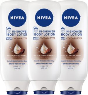 Nivea Body Cocoa Butter In-Shower Lotion - Non-Sticky For Dry to Very Dry Skin - 13.5 fl. oz. Bottle (Pack of 3)