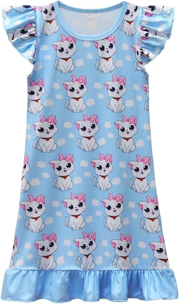 ⁦shumintaojin Toddler Girls Nightgowns Clothing Sleepwear Short sleeved dress fashion skirt pajamas 3-10years⁩ - الصورة ⁦3⁩