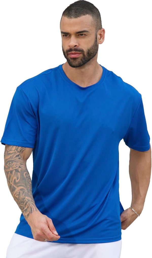 ⁦Yasumond 5 Pack Men's T-Shirts Short Sleeve Crew Neck Tee Tops Mesh Dry Fit Athletic Tee Shirts for Gym Workout Running, D-dark.grey/Black/White/Royal Blue/Navy, Medium⁩ - الصورة ⁦4⁩
