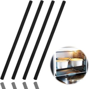 ELECDON Oven Rack Shields, 4 Pack Heat Resistant Silicone Oven Rack Cover 14 Inches Long Oven Rack Edge Protector, Protect Against Burns and Scars Protector Hot Strip (Black)