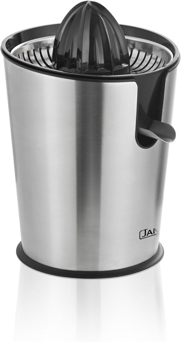 ⁦Jano 80W Electric juicer made of stainless steel with two egg-shaped cones for citrus fruits and vegetables. It is pressure-powered, silver JN06006 2 Years warranty⁩ - الصورة ⁦2⁩