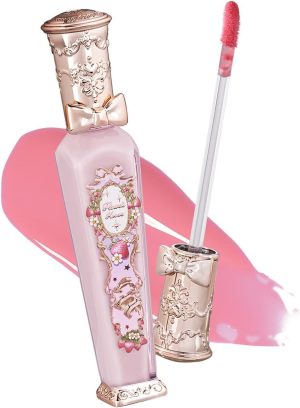 Flower Knows Violet Strawberry Rococo Glowy Lip Gloss-Moisturizing Tinted Lip Oil-Hydrating Lip Makeup for Girls&Women-Vegan & Cruelty-Free-0.12 Fl Oz,1 Count (G01 Strawberry Macaron)