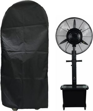 J&C Waterproof Misting Fan Cover for Industrial and Outdoor Cooling - Heavy Duty Black Dustproof Large Case With Water Tank (No Fan)