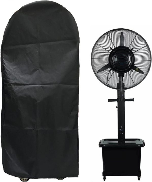 J&C Waterproof Misting Fan Cover for Industrial and Outdoor Cooling - Heavy Duty Black Dustproof Large Case With Water Tank (No Fan)