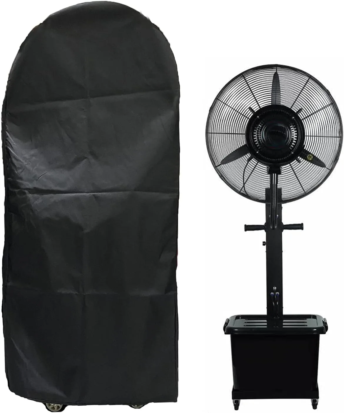 J&C Waterproof Misting Fan Cover for Industrial and Outdoor Cooling - Heavy Duty Black Dustproof Large Case With Water Tank (No Fan)