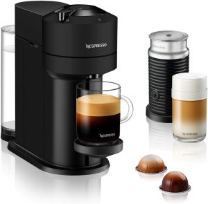 Nespresso Vertuo Next GCV1 Capsule Coffee Machine, With Aeroccino 3 Milk Frother for Cappuccino & Latte, Brews 7 Cup Sizes for Black Coffee, 1.1 L, Matt Black