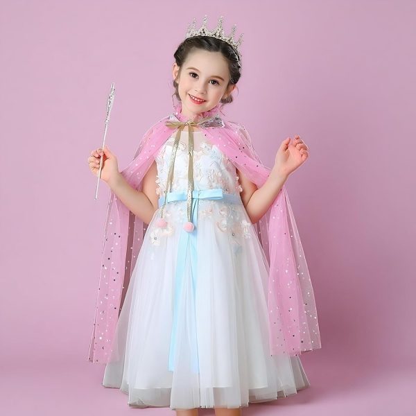 ⁦Princess Costume Dress up Clothes for Girl 3-10 Year Old, Princess Cape Set with Beaded Jewelry, Princess Cosplay Up Set for Little Girls Toddler Birthday Halloween Party⁩ - الصورة ⁦3⁩