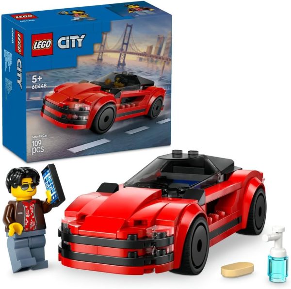 LEGO City Red Sports Car Toy - Race Car Toys for 5+ Year Old Boys & Girls - Educational Gifts for Birthdays & Holidays - Includes a Driver Minifigure & Accessories - 60448
