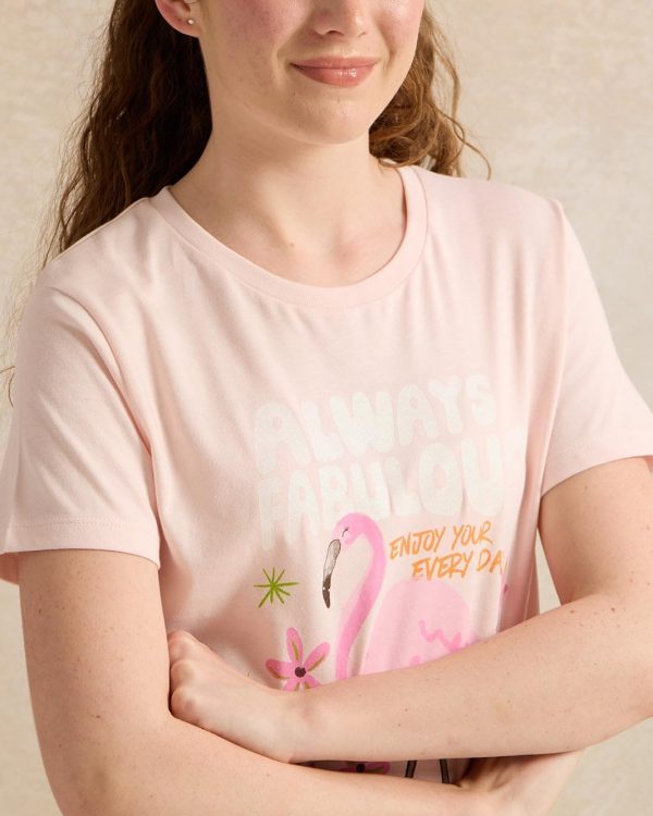 ⁦REDTAG Senior Girls Pink Printed T-Shirt⁩ - الصورة ⁦4⁩