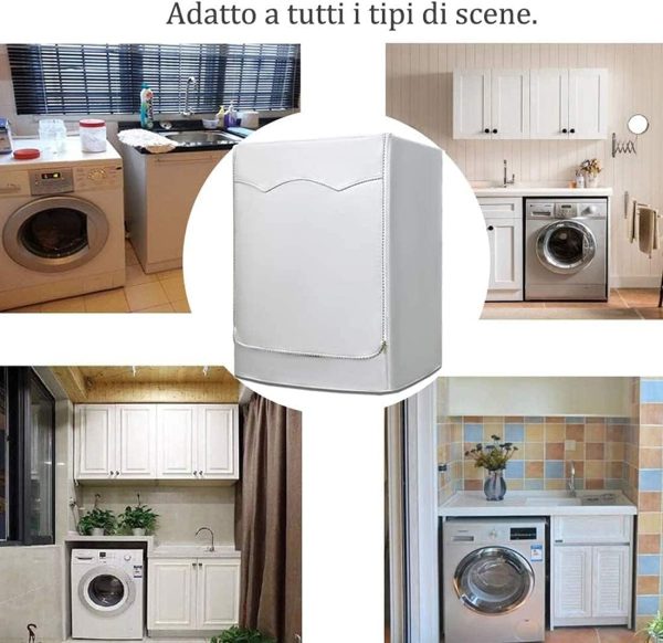 ⁦ELECDON Washing Machine Cover, Sunscreen Dustproof Cover For Front Load Washer Protection For Home Laundry, Dust proof and Anti-aging Anti-ageing Water Resistant of Washing Machine⁩ - الصورة ⁦2⁩