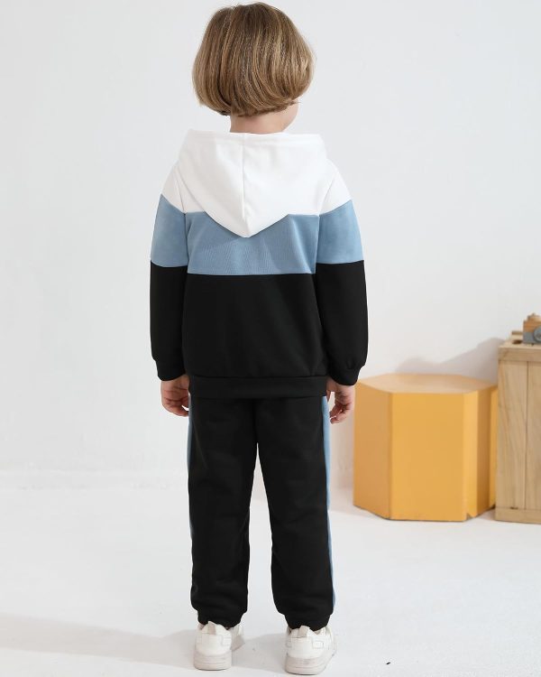 ⁦Hotfiary Kids Boys 2 Piece Tracksuit Set, Long Sleeve Hoodie Jacket Top and Sweatpant Jogging Pants Joggers Trouser Bottoms, Boys Running Walking Hiking Sweatsuit, Age 6M-7Y⁩ - الصورة ⁦3⁩
