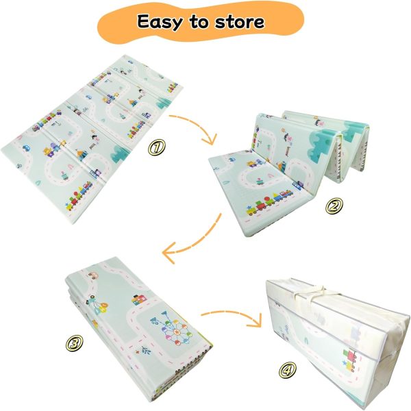 ⁦200x180x2CM Thick Baby Play Mat, Colorful Foam Kids Crawling Mat, Large Foldable with Travel Bag,Waterproof and Easy to Clean Double-Sided Baby Rug Mat for Bedroom and Living Room (Animal Print)⁩ - الصورة ⁦4⁩