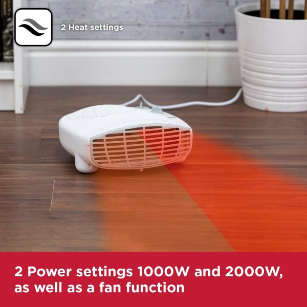 ⁦Black & Decker BXSH37005GB Fan Heater, 2 Heat Settings, 1 Fan Setting, Adjustable Thermostat, 2KW, White⁩ - الصورة ⁦5⁩