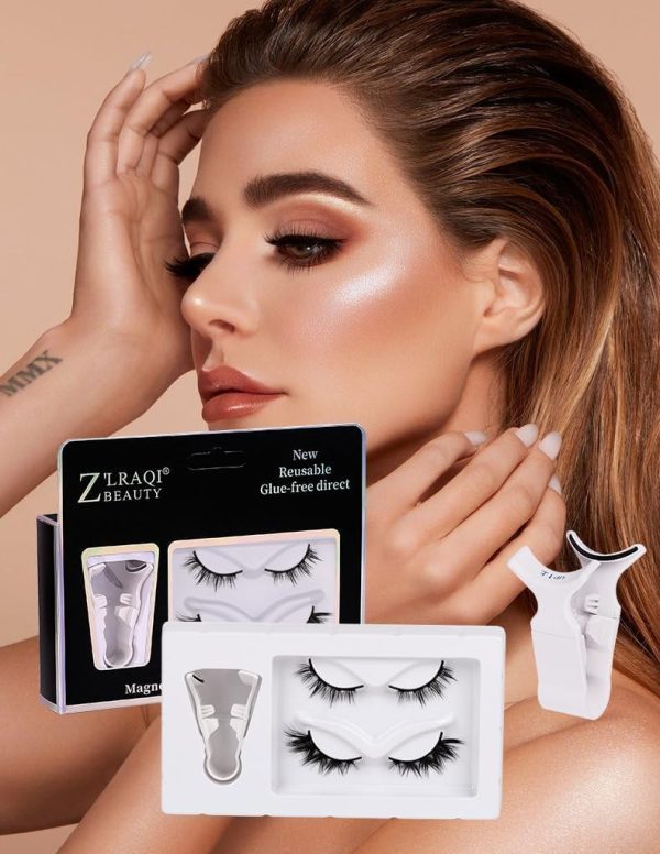 ⁦Domiunier 2Pair Magnetic Eyelashes Without Eyeliner, Reusable Magnetic Eyelash Kit Dual Magnetic Eyelashes Dual Magnetic Lashes, Best Fake Eyelashes for Beginners,Magnetic Eyelashes Natural Look⁩ - الصورة ⁦6⁩