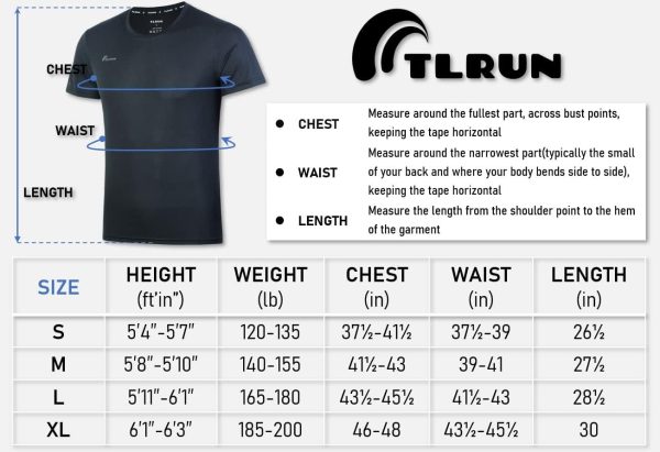 ⁦TLRUN Men's Ultra Lightweight Running Shirts, Dry Fit Marathon Top Tee, Cool Short Sleeve Athletic T-Shirts⁩ - الصورة ⁦7⁩