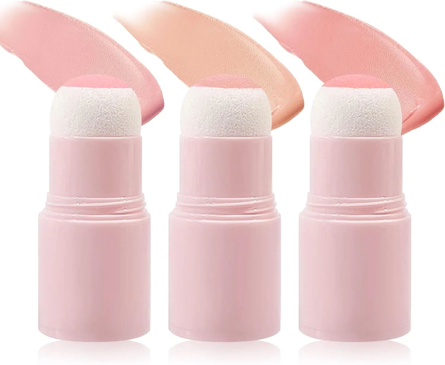 Azonee 3 PCS Cream Blush Stick with Brush, 3-in-1 Cheek Blush & Lip Tint & Eyeshadow Moisturizing Lightweight Multi-Stick Blush, Cream Contour Stick, Natural And Long-Lasting, Waterproof