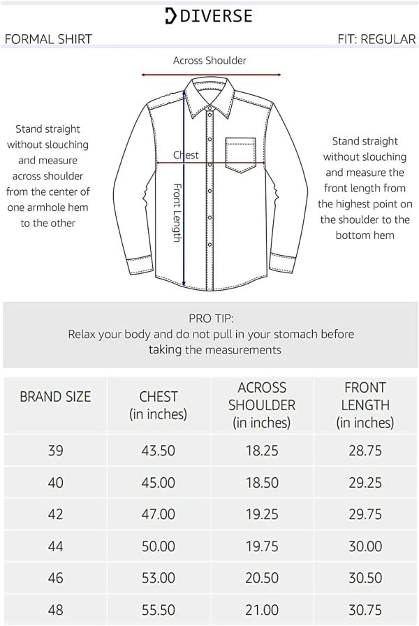 ⁦Diverse Men's Printed Regular Fit Full Sleeve Cotton Formal Shirt⁩ - الصورة ⁦8⁩
