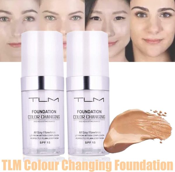 ⁦Omaky 30ml TLM Concealer Cover Cream Flawless Colour Changing Foundation Makeup Base Nude Face Liquid Cover Concealer Changing Warm Skin Tone Moisturizing Cover for women&girls(2pcs)⁩ - الصورة ⁦2⁩