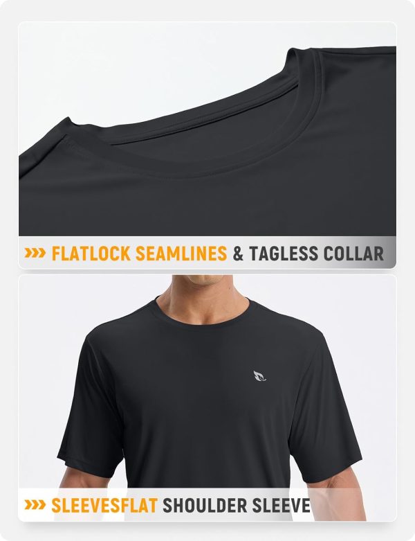 ⁦BALEAF UV Shirt Men's Water UPF 50+ Short Sleeve Rash Guard Men's Swimming Shirt Rash Vest for Swimming Diving⁩ - الصورة ⁦4⁩